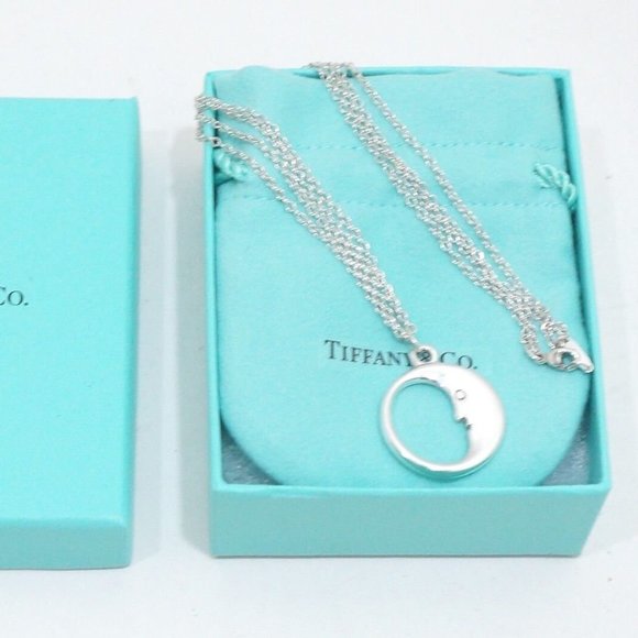 LIKE NEW! Tiffany & Co. Sterling Silver Man in the Moon on Double Chain - Picture 4 of 4